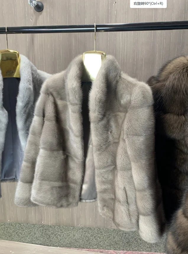 Women's Natural Mink Fur Jacket, Real Mink Fur Jacket, Short Coat, Warm Casual Jacket, Fashion, New