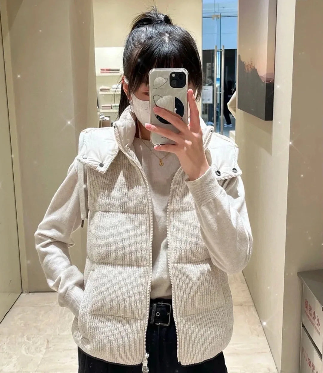 Autumn casual knitted luxurious down coat