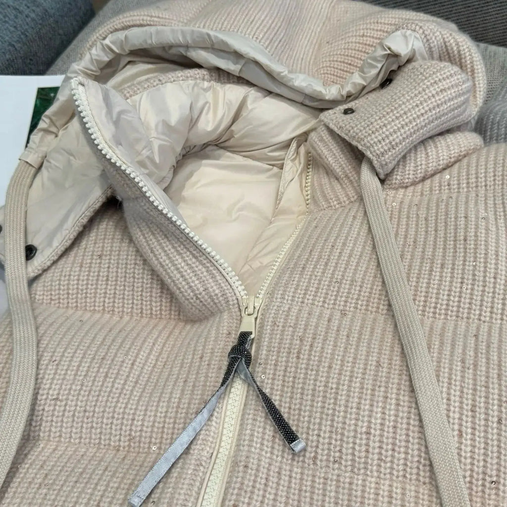 Autumn casual knitted luxurious down coat