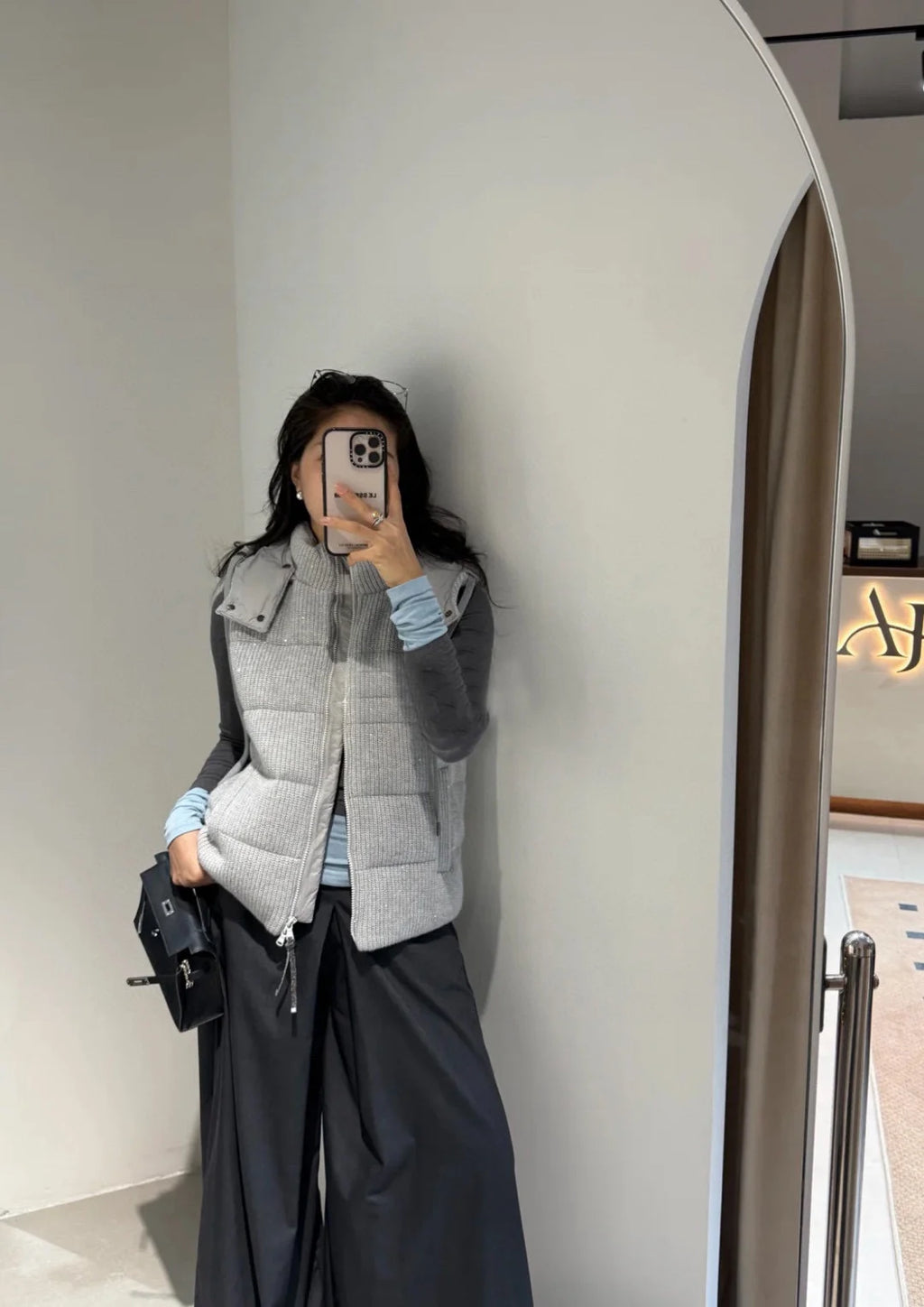 Autumn casual knitted luxurious down coat