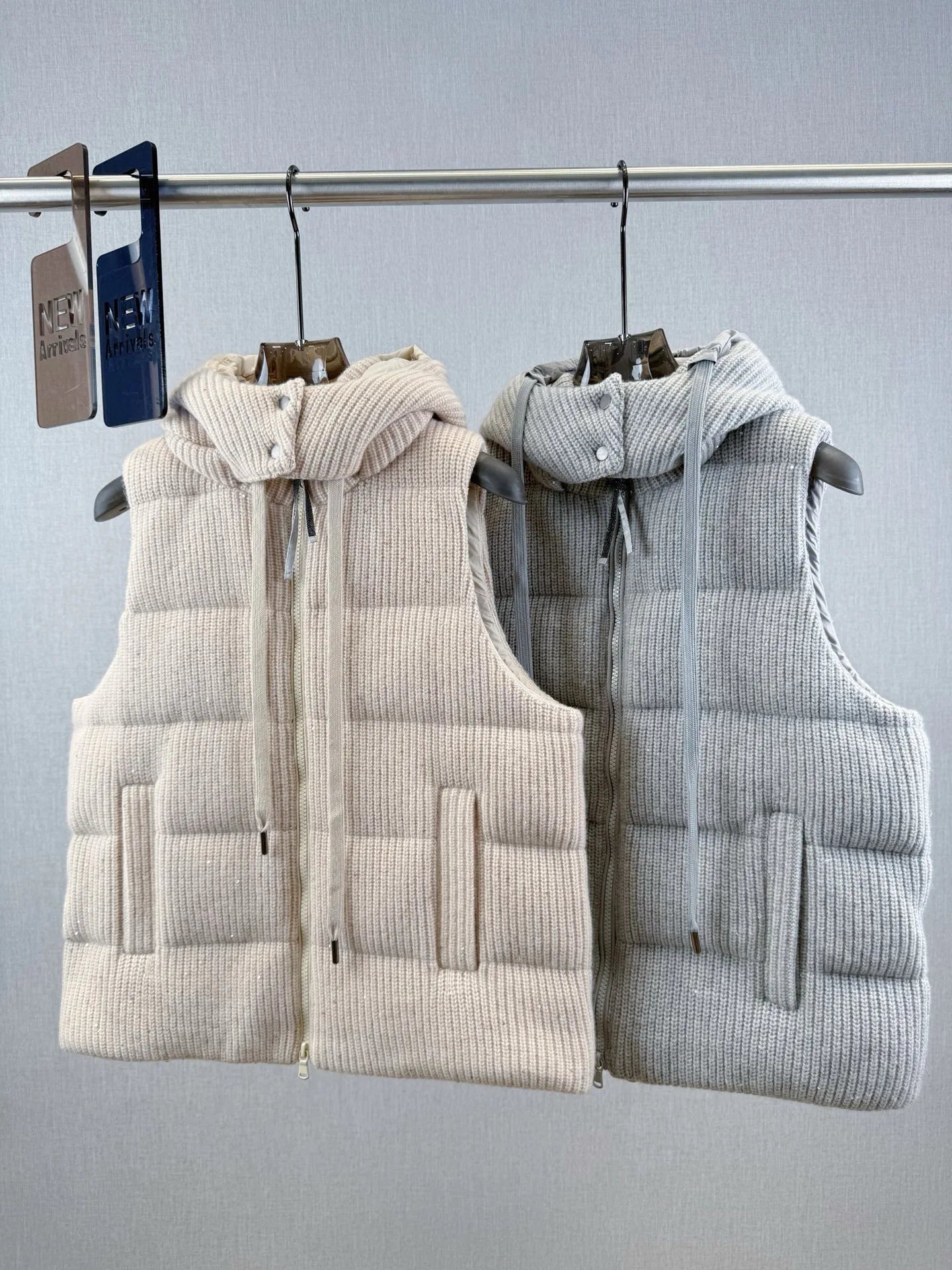 Autumn casual knitted luxurious down coat