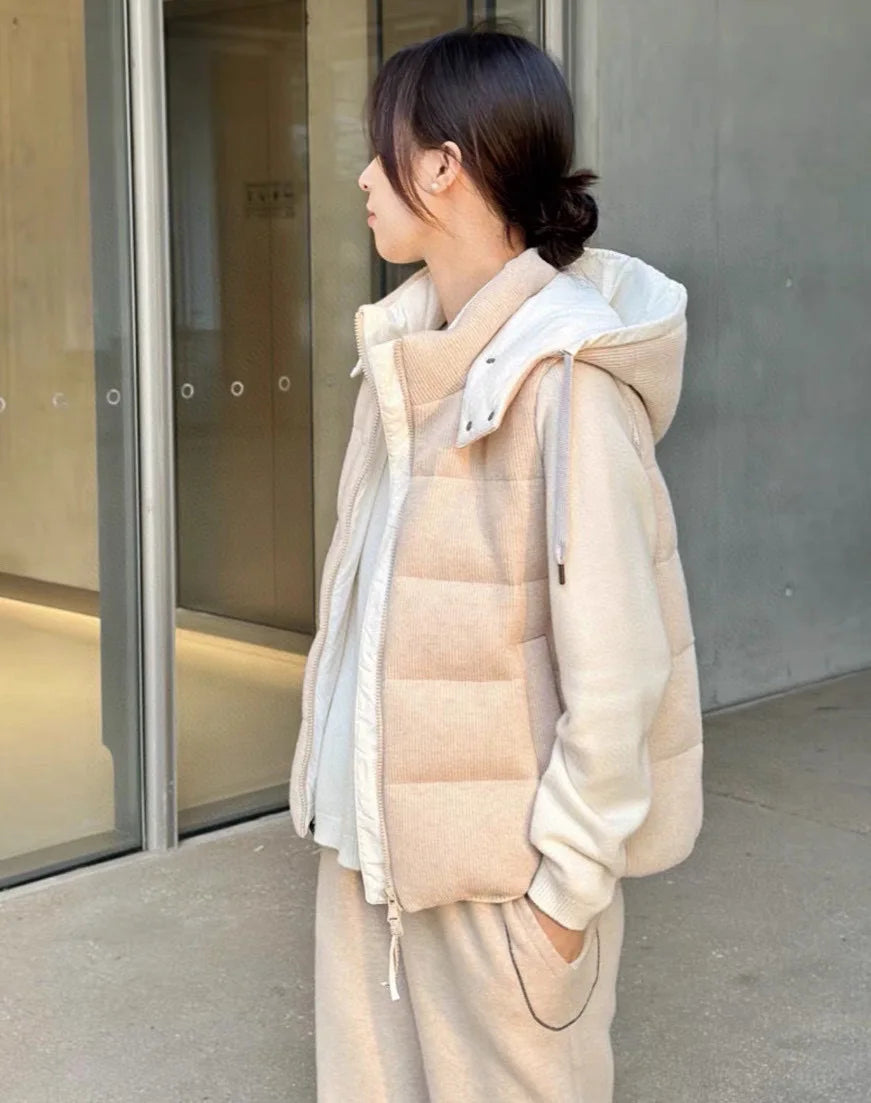 Autumn casual knitted luxurious down coat