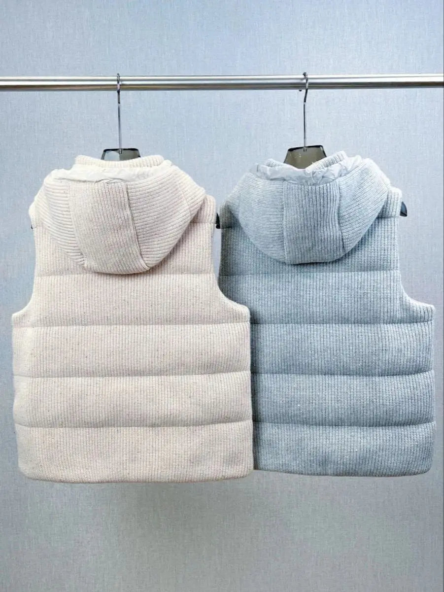 Autumn casual knitted luxurious down coat