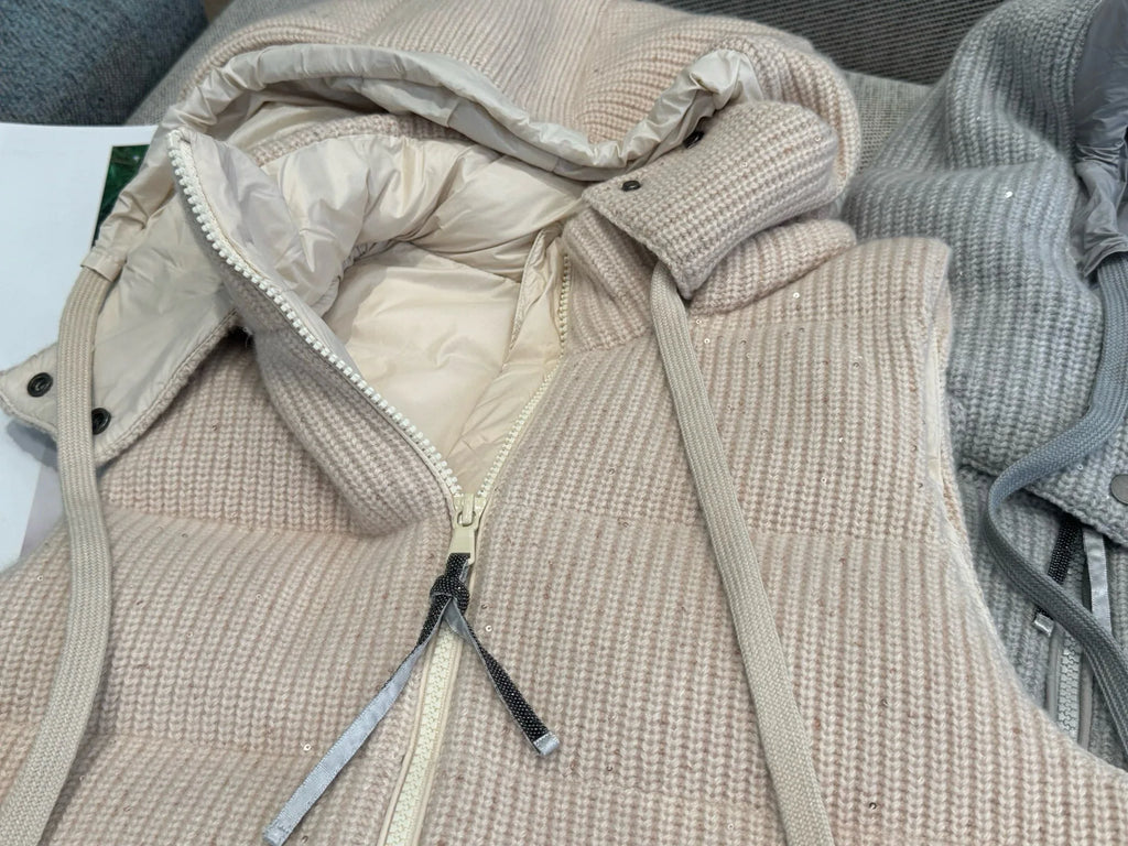 Autumn casual knitted luxurious down coat