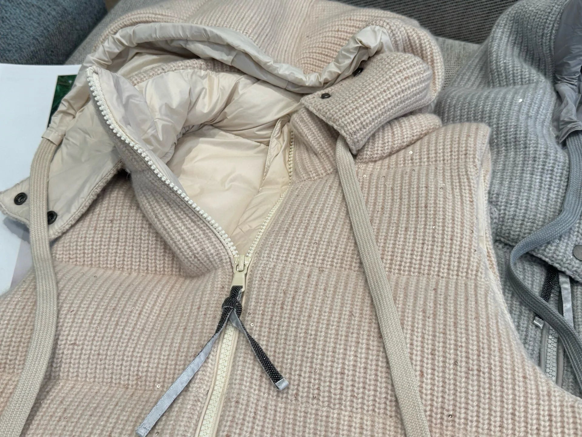 Autumn casual knitted luxurious down coat