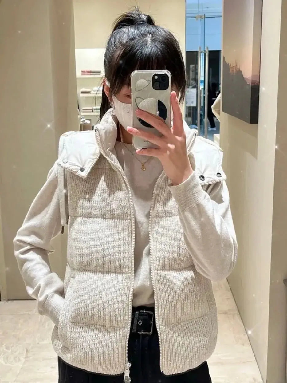 Autumn casual knitted luxurious down coat