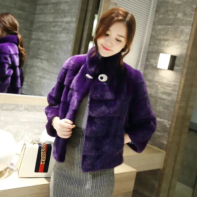 Women's Natural Mink Fur Jacket, Real Mink Fur Jacket, Short Coat, Warm Casual Jacket, Fashion, New
