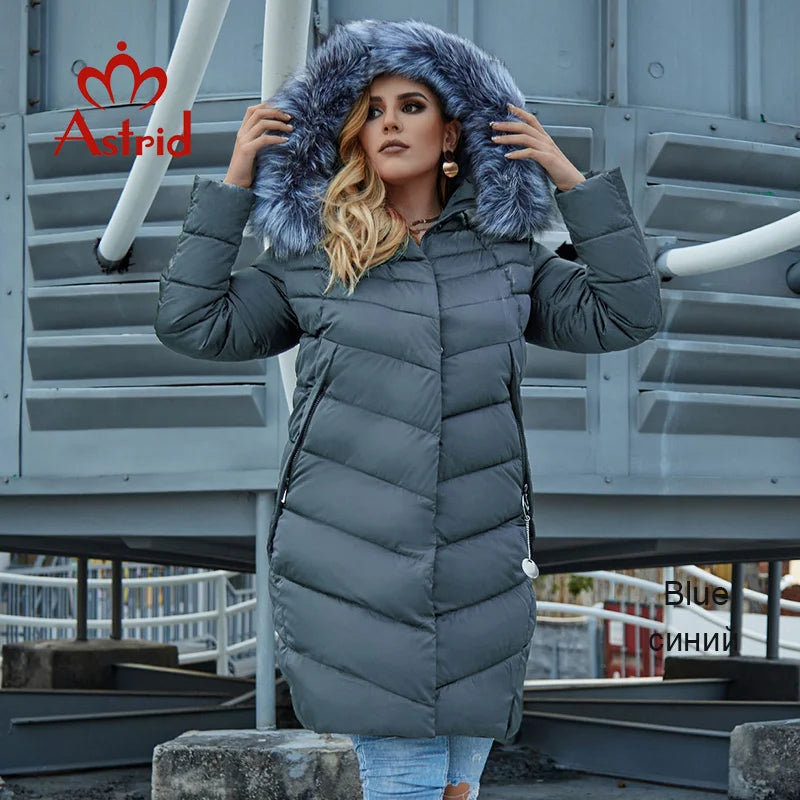 Astrid 2022 Winter New Plus size down jacket women with a fur collar loose clothing outerwear quality women winter coat FR-2160