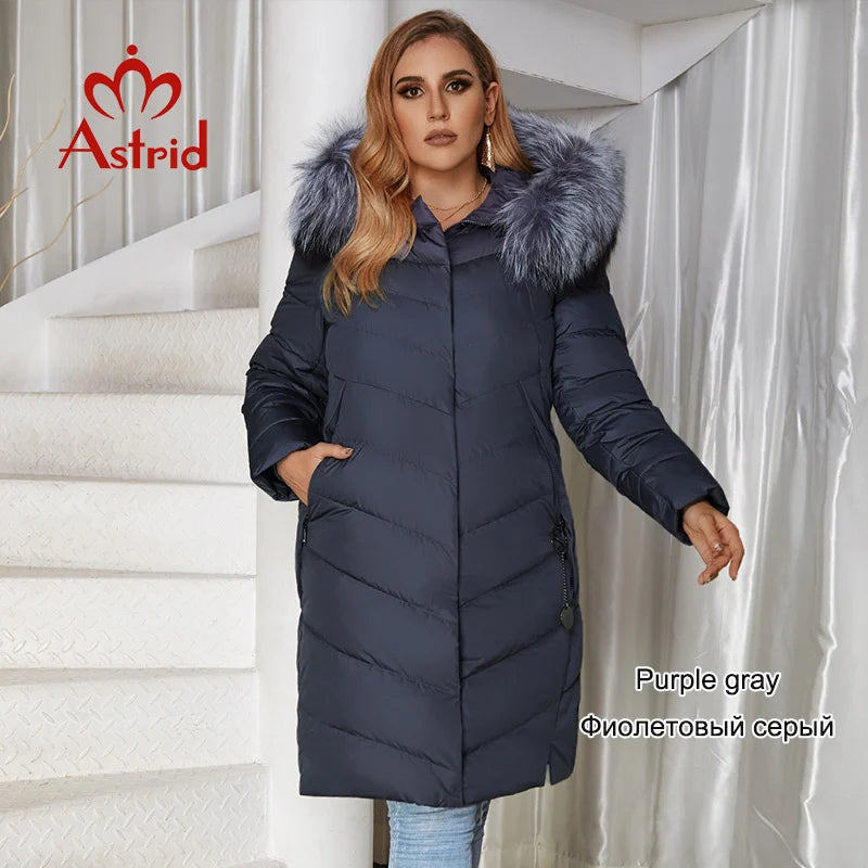 Astrid 2022 Winter New Plus size down jacket women with a fur collar loose clothing outerwear quality women winter coat FR-2160