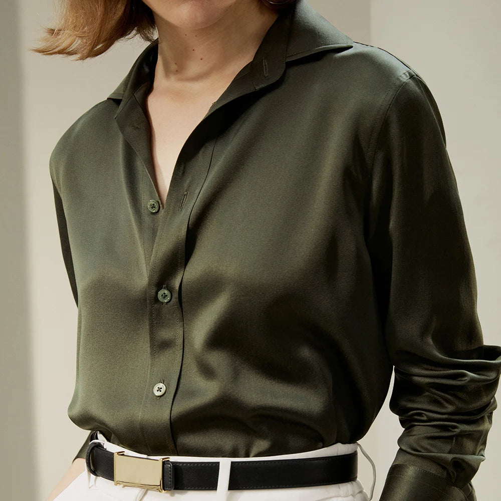 LILYSILK Women's Silk Shirt Ladies Tailored Stand Collar Basic Top Classic Style for Everyday Wear