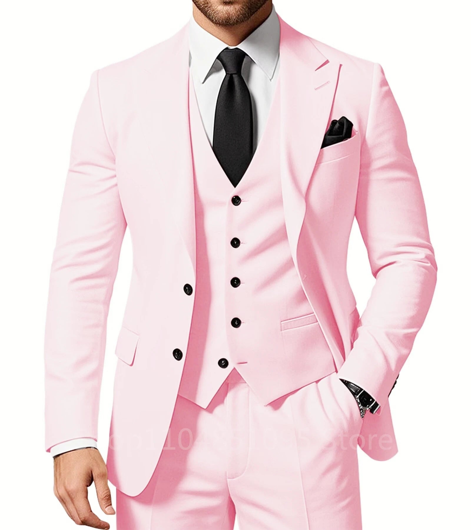 Slim Fit Wedding Men Suits Formal Groom Tuxedos Prom Party Male Suits Fashion Men Clothing Set Two Buttons Jacket Vest Pants