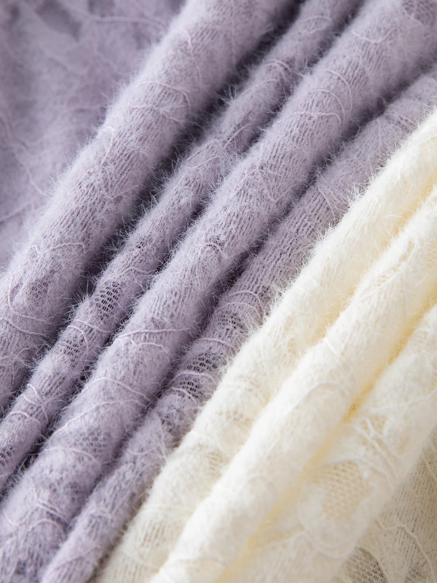 DUSHU Women Lace Cardigans Tops Beige Gentle Style Winter Long Sleeve Lace Blouses Purple Single Breasted Shirt 24DS84651