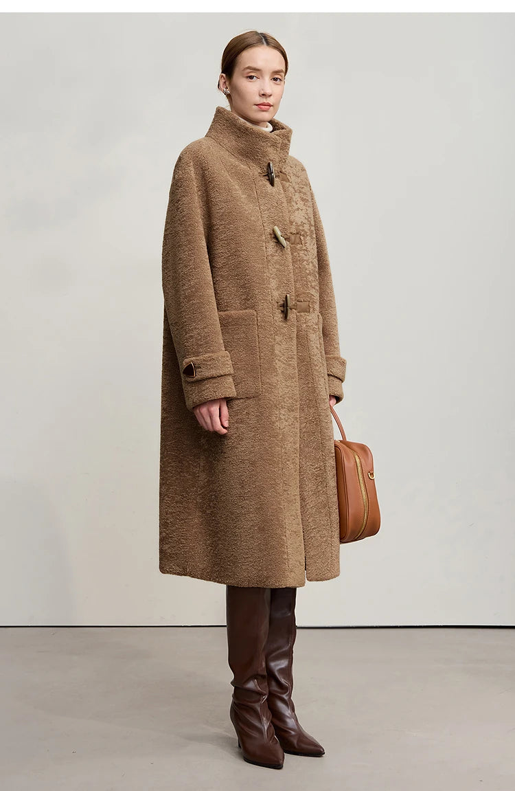 Amii Women's Coat 2025 Winter New Loose Long Half-high Collar Long Sleeves Coat Women Straight Elegant Warm Outerwear 12554010