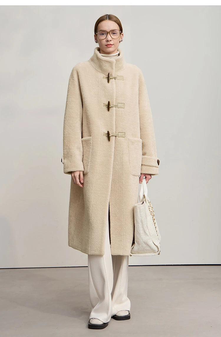 Amii Women's Coat 2025 Winter New Loose Long Half-high Collar Long Sleeves Coat Women Straight Elegant Warm Outerwear 12554010