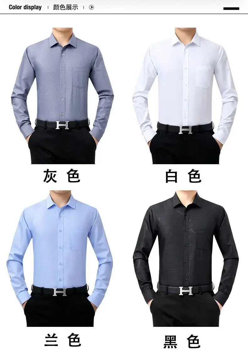 100% Silk Shirts for Men 2023 Spring Men Shirt Long Sleeve Men Clothing Casual Business Man Shirt Tops Camisa Masculina