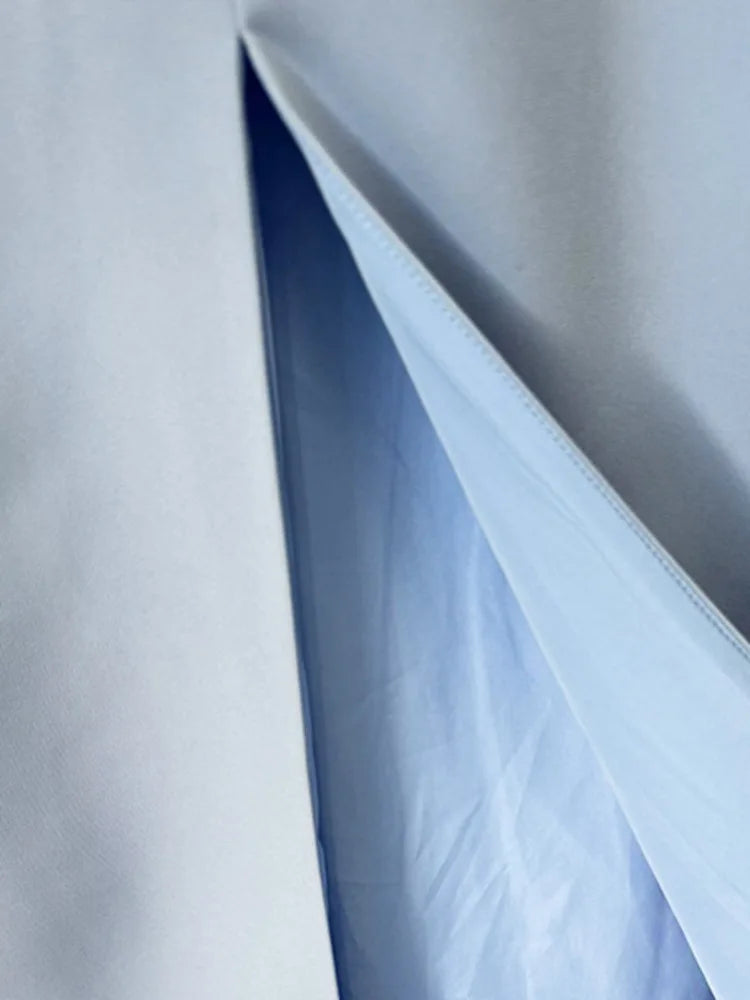 Eshin Women's Light Blue Embellished Maxi Dress Elegant Round Neck Formal Evening Gown Three Quarter Sleeve Beaded SA21