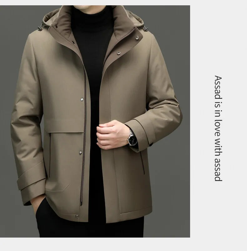 High Quality Men's Hooded Duck Down Jackets Winter Business Casual Windproof Warm Puffer Coat Outwear Thicken Top Parka Clothing