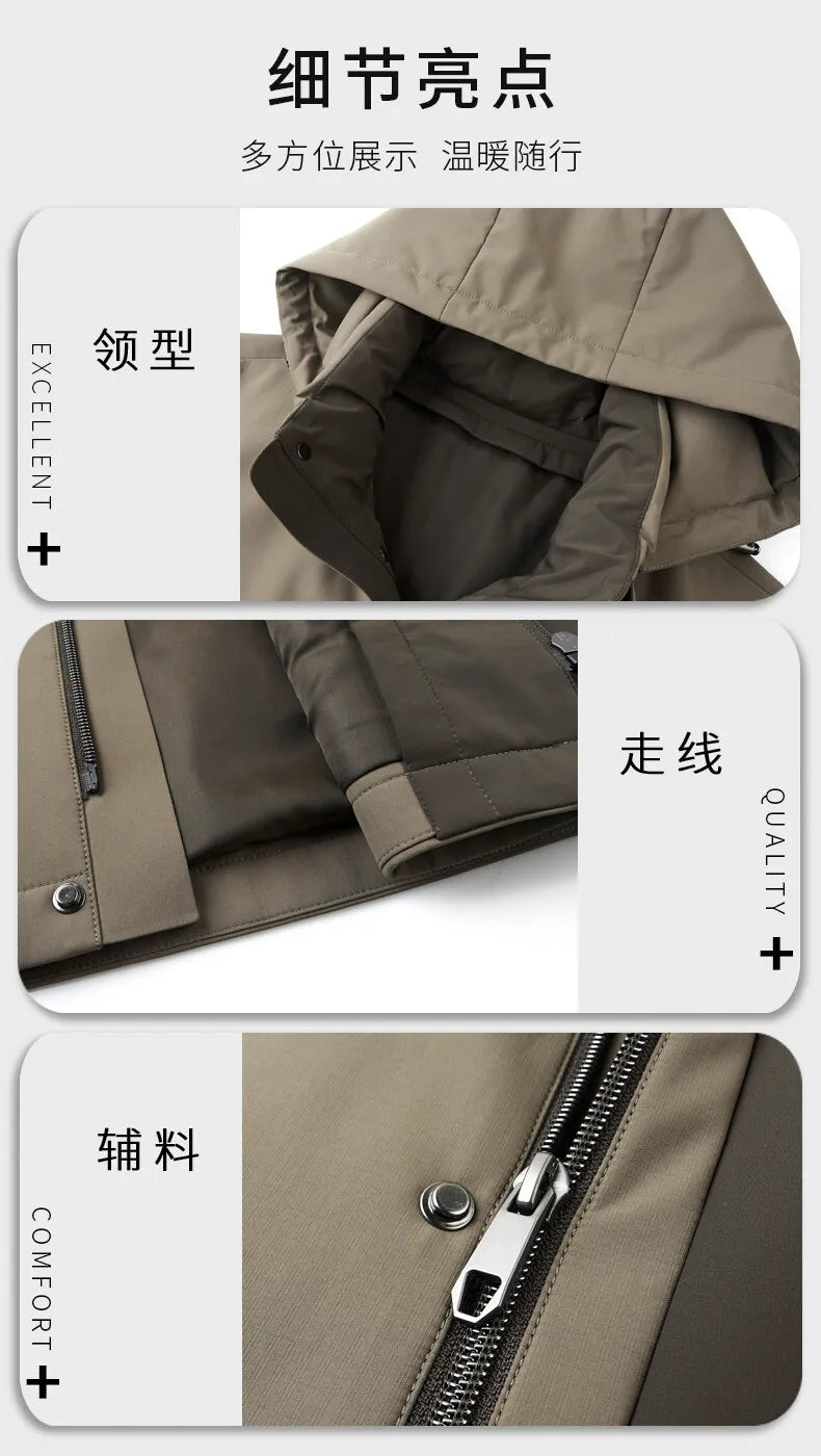 High Quality Men's Hooded Duck Down Jackets Winter Business Casual Windproof Warm Puffer Coat Outwear Thicken Top Parka Clothing
