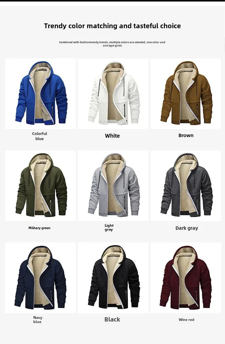 2024 Autumn/Winter New Thickened Sheep Velvet Jacket Hooded Casual Cardigan European Style Loose Fit S-3X Pelage Extérieur