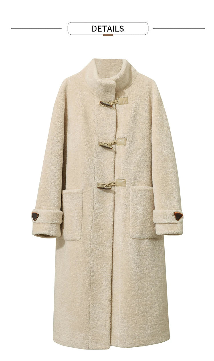 Amii Women's Coat 2025 Winter New Loose Long Half-high Collar Long Sleeves Coat Women Straight Elegant Warm Outerwear 12554010