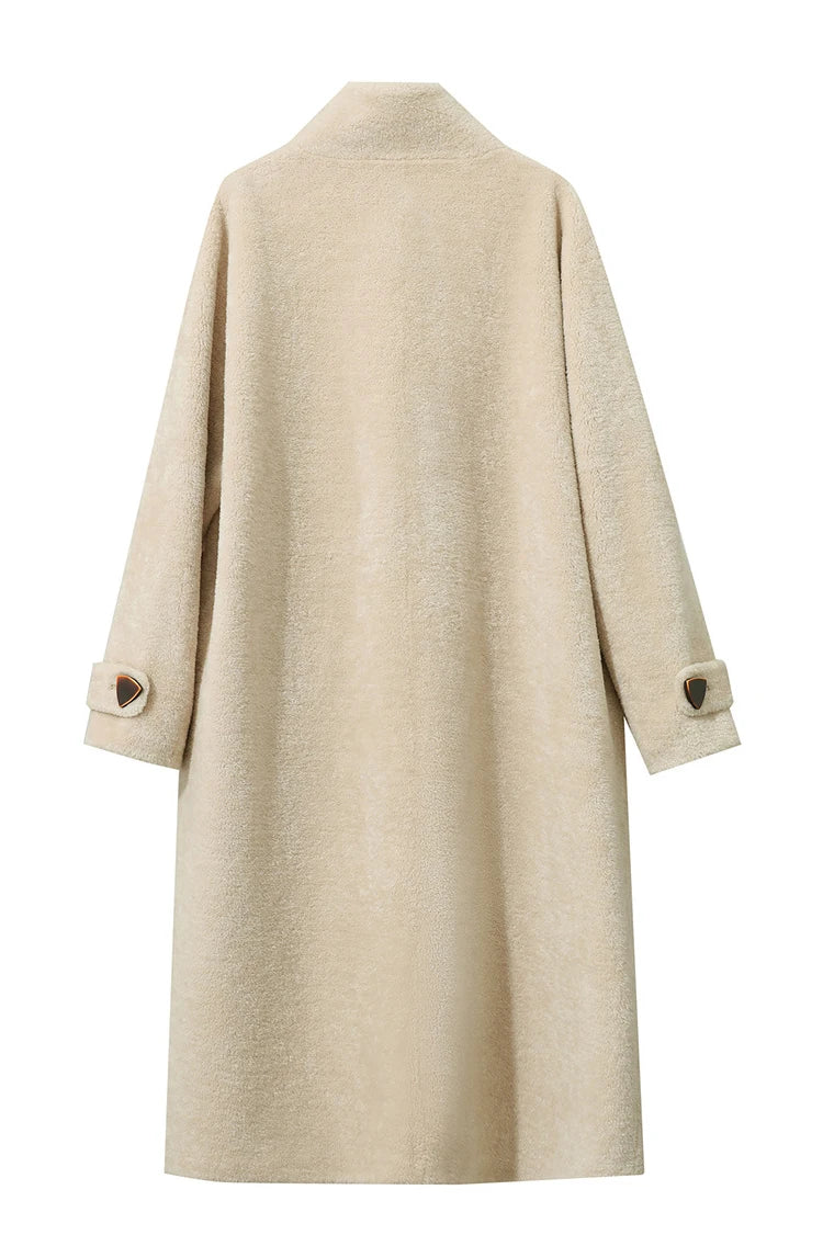 Amii Women's Coat 2025 Winter New Loose Long Half-high Collar Long Sleeves Coat Women Straight Elegant Warm Outerwear 12554010