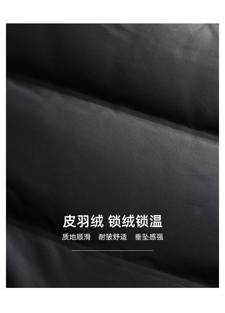 2024 Winter New Men's Medium to Long Leather Goose Down Jacket Thickened Warm and Cold Resistant Goose Down Content 90% Large