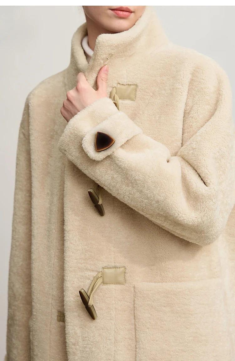 Amii Women's Coat 2025 Winter New Loose Long Half-high Collar Long Sleeves Coat Women Straight Elegant Warm Outerwear 12554010