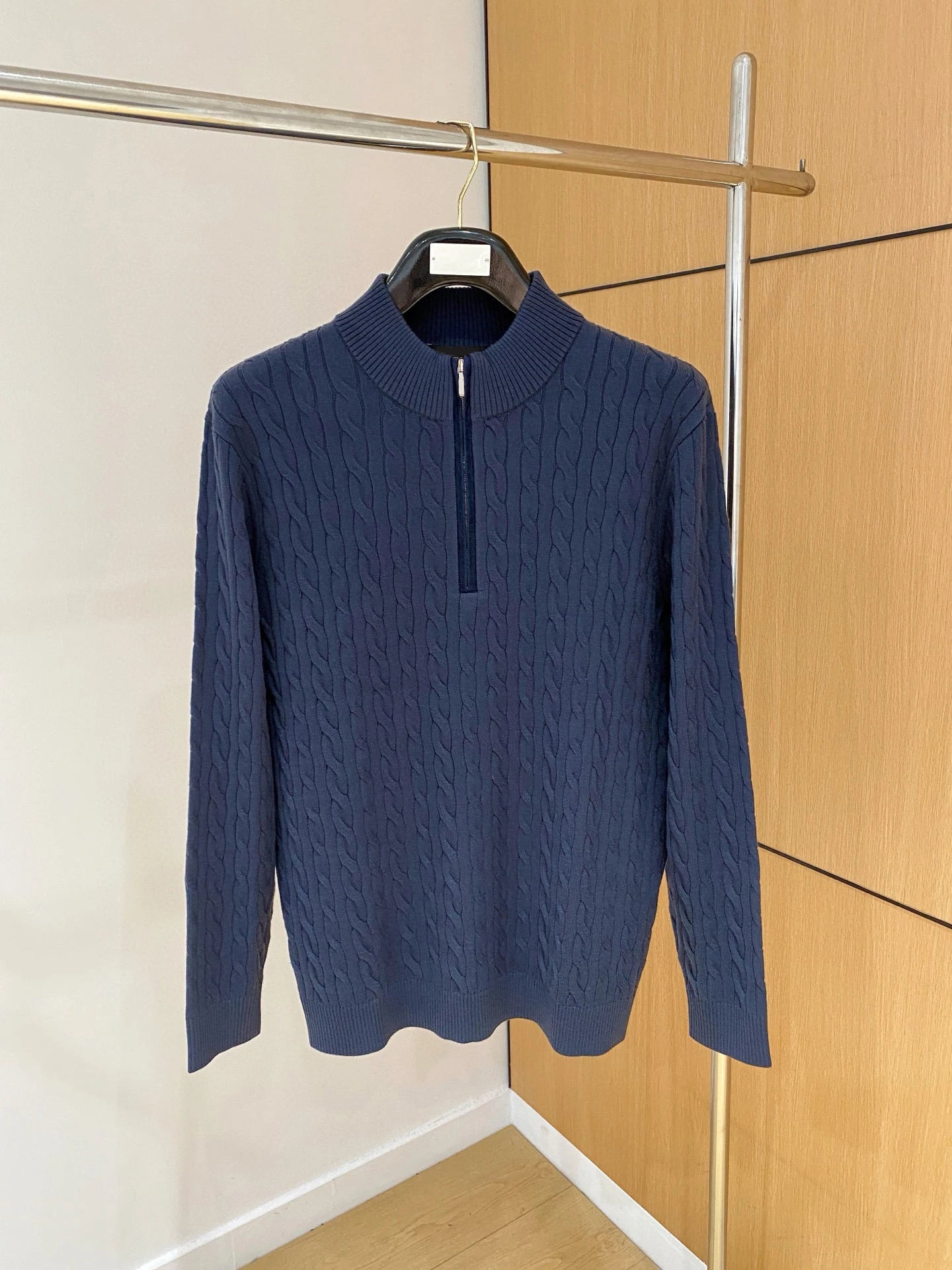 LP Italian Half Turtleneck Zip Knitted Sweater Threaded Men's Sweater