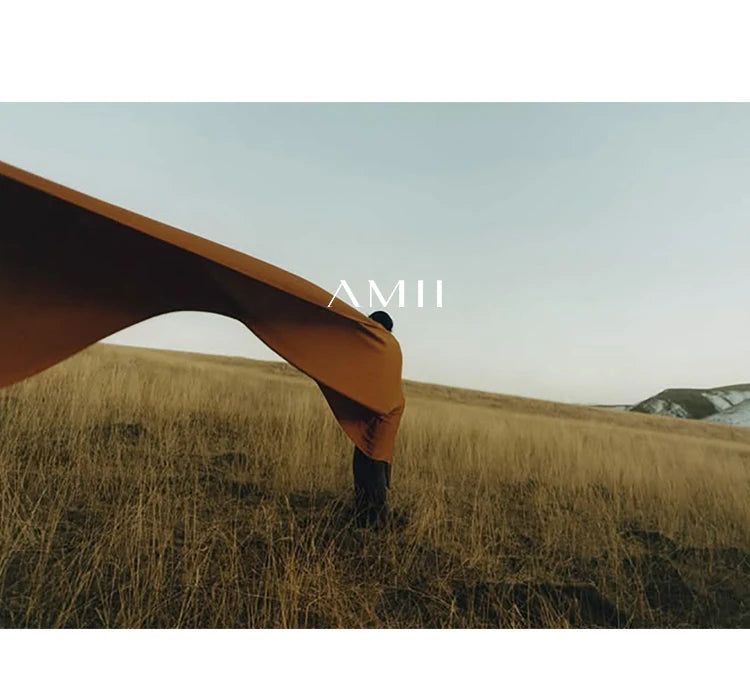 Amii Women's Coat 2025 Winter New Loose Long Half-high Collar Long Sleeves Coat Women Straight Elegant Warm Outerwear 12554010