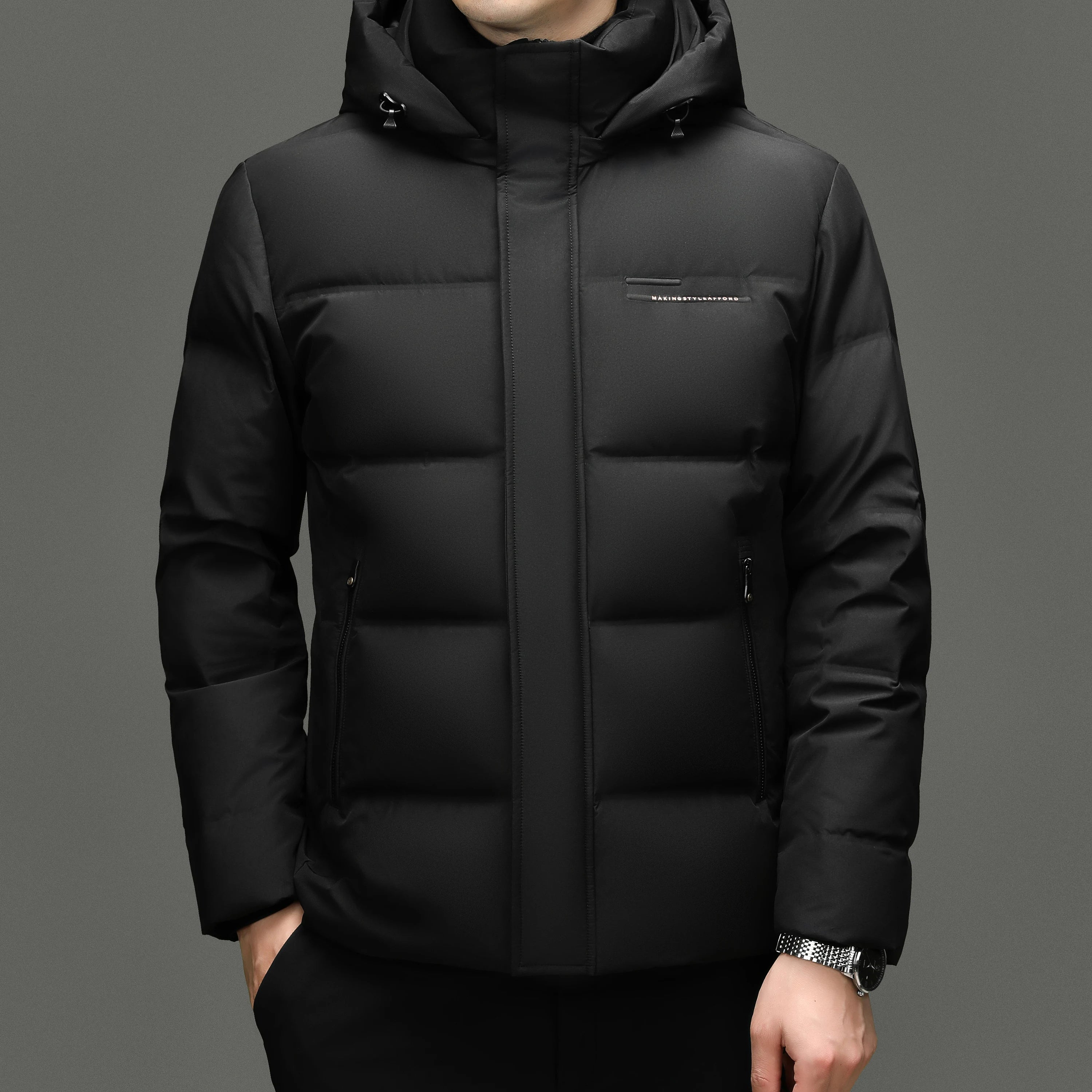 Real 85% Goose Down Jacket Men 2025 Winter Warm Puffer Coat Luxury Hood Thermal Outdoor Jacket Goose Down Parkas Zipper Clothes