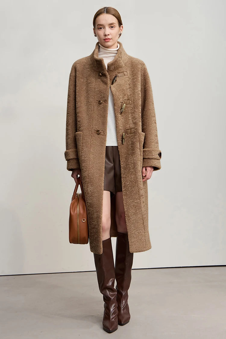 Amii Women's Coat 2025 Winter New Loose Long Half-high Collar Long Sleeves Coat Women Straight Elegant Warm Outerwear 12554010