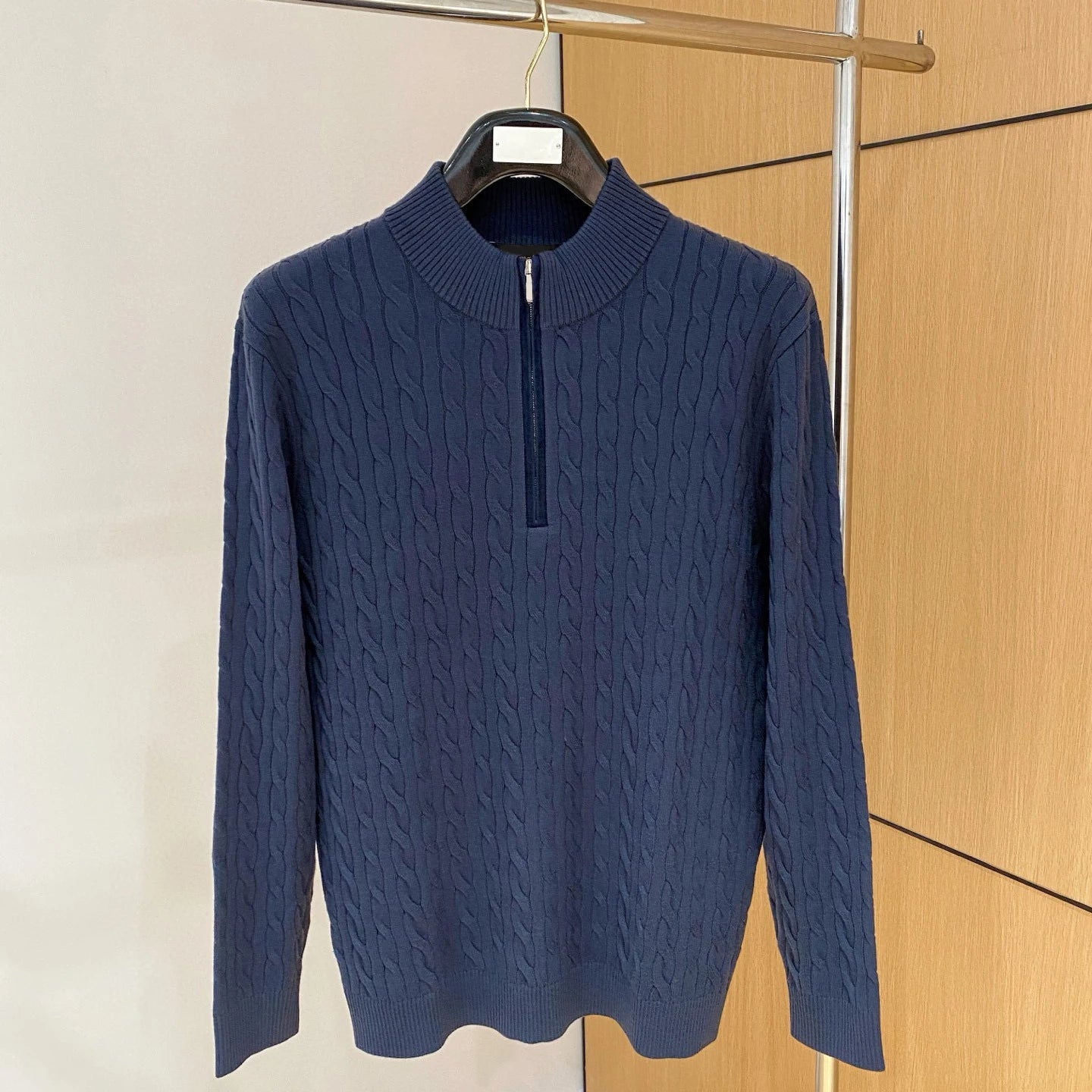 LP Italian Half Turtleneck Zip Knitted Sweater Threaded Men's Sweater