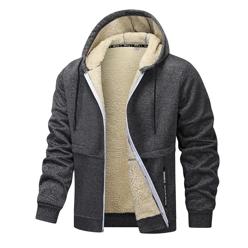 2024 Autumn/Winter New Thickened Sheep Velvet Jacket Hooded Casual Cardigan European Style Loose Fit S-3X Pelage Extérieur