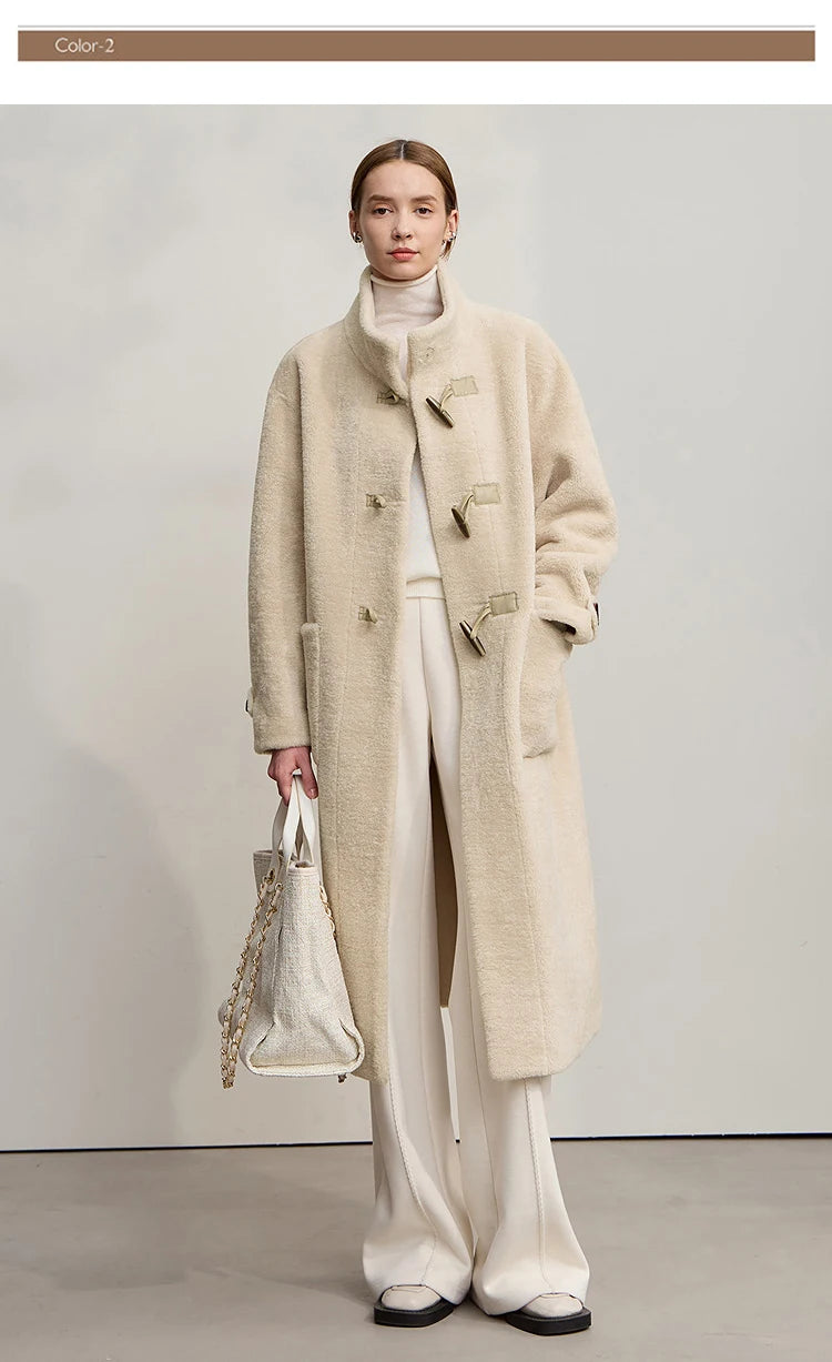 Amii Women's Coat 2025 Winter New Loose Long Half-high Collar Long Sleeves Coat Women Straight Elegant Warm Outerwear 12554010