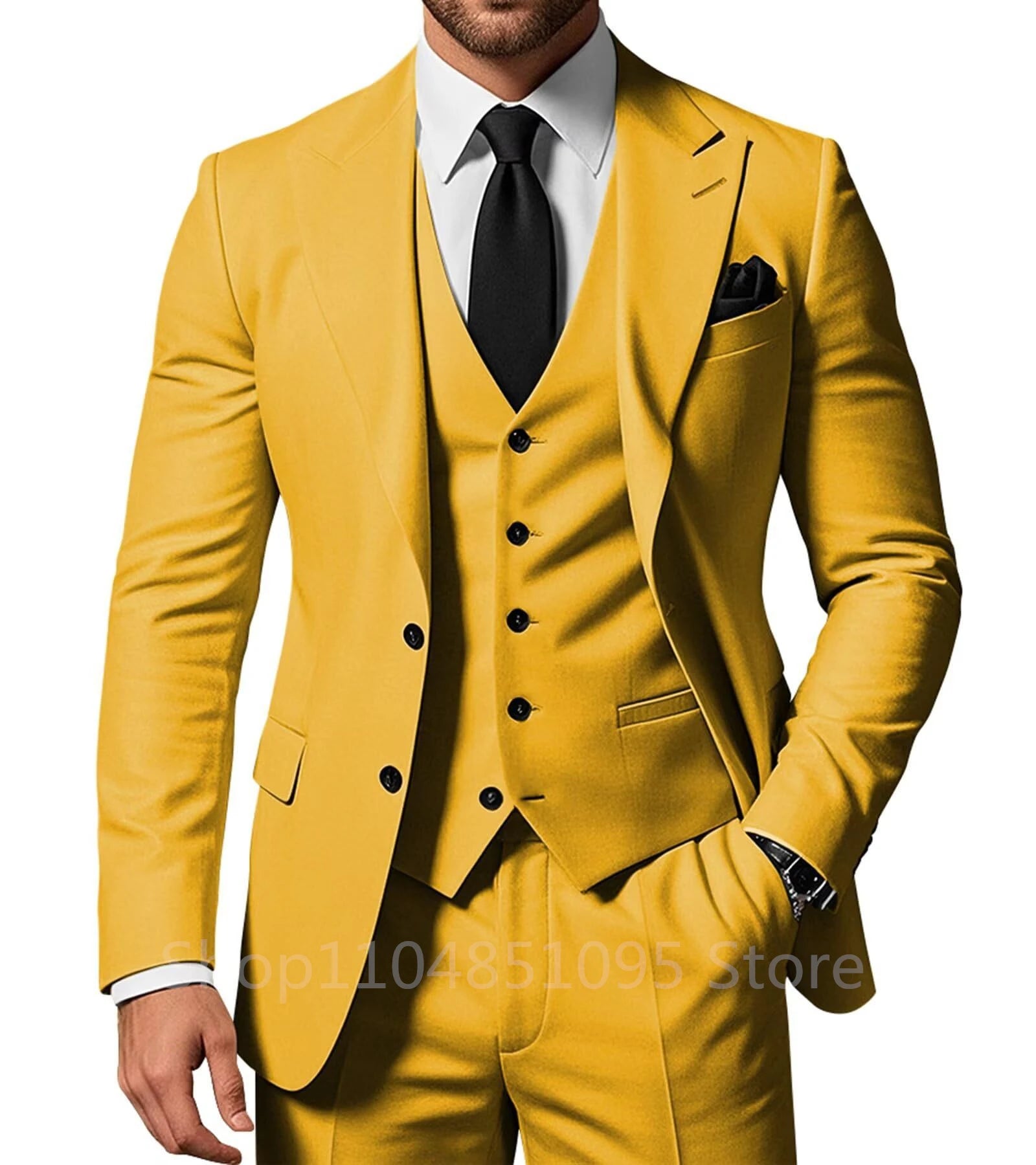 Slim Fit Wedding Men Suits Formal Groom Tuxedos Prom Party Male Suits Fashion Men Clothing Set Two Buttons Jacket Vest Pants