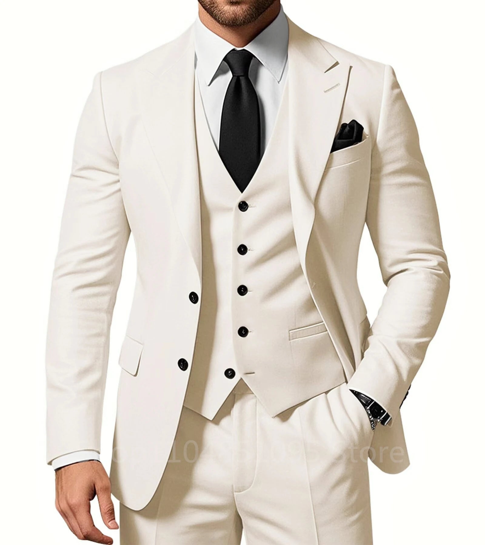 Slim Fit Wedding Men Suits Formal Groom Tuxedos Prom Party Male Suits Fashion Men Clothing Set Two Buttons Jacket Vest Pants