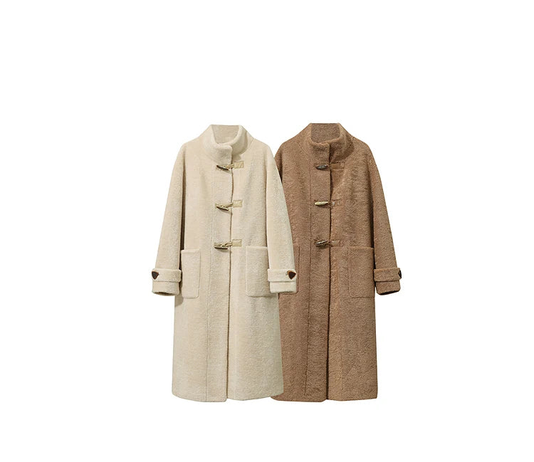 Amii Women's Coat 2025 Winter New Loose Long Half-high Collar Long Sleeves Coat Women Straight Elegant Warm Outerwear 12554010