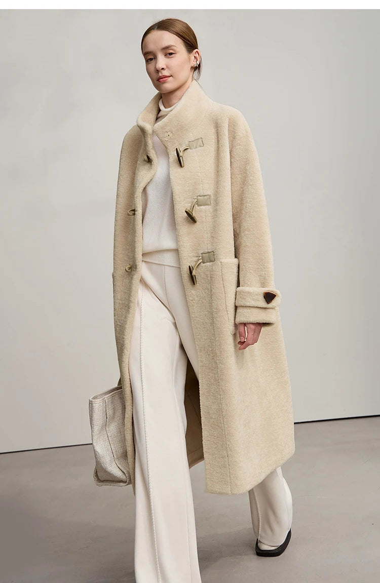 Amii Women's Coat 2025 Winter New Loose Long Half-high Collar Long Sleeves Coat Women Straight Elegant Warm Outerwear 12554010