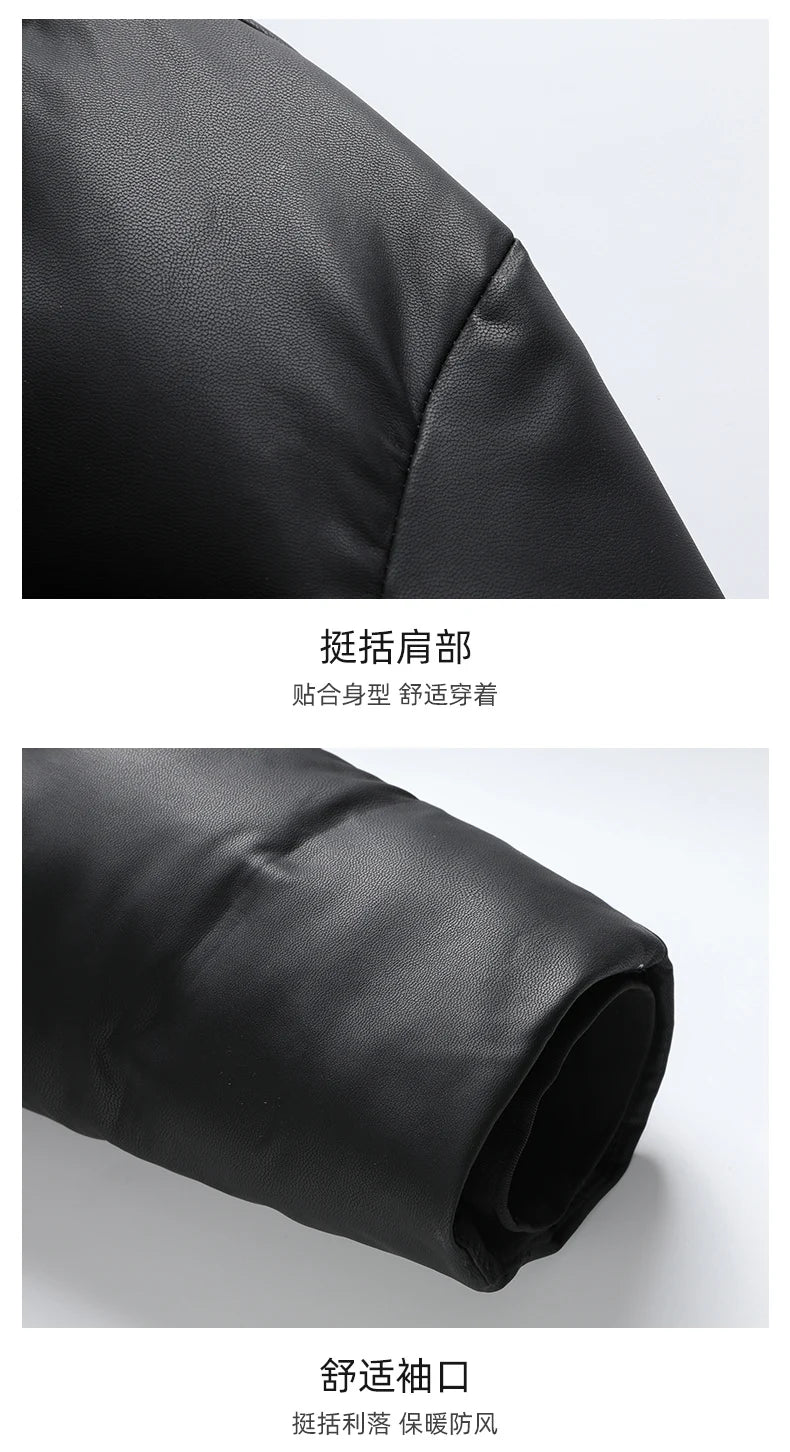 2024 Winter New Men's Medium to Long Leather Goose Down Jacket Thickened Warm and Cold Resistant Goose Down Content 90% Large