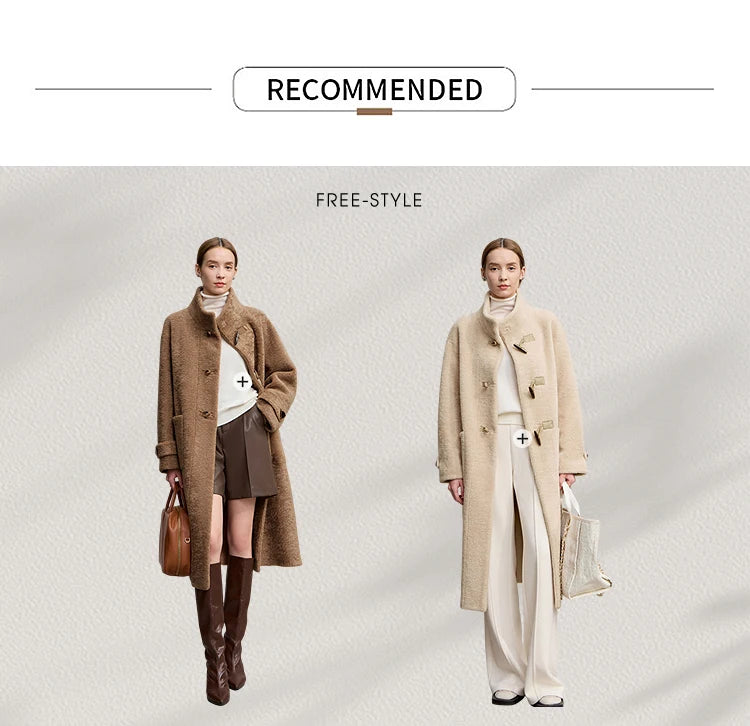 Amii Women's Coat 2025 Winter New Loose Long Half-high Collar Long Sleeves Coat Women Straight Elegant Warm Outerwear 12554010