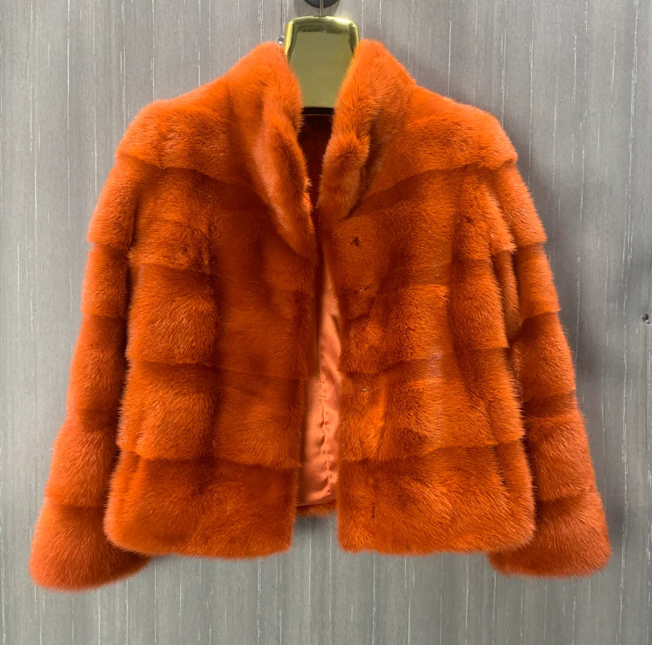 Women's Natural Mink Fur Jacket, Real Mink Fur Jacket, Short Coat, Warm Casual Jacket, Fashion, New