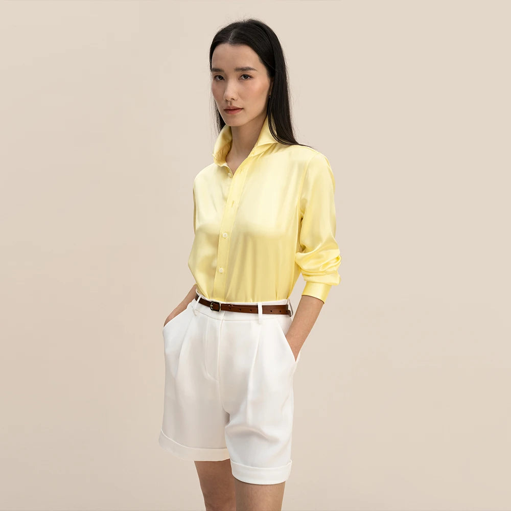 LILYSILK Women's Silk Shirt Ladies Tailored Stand Collar Basic Top Classic Style for Everyday Wear