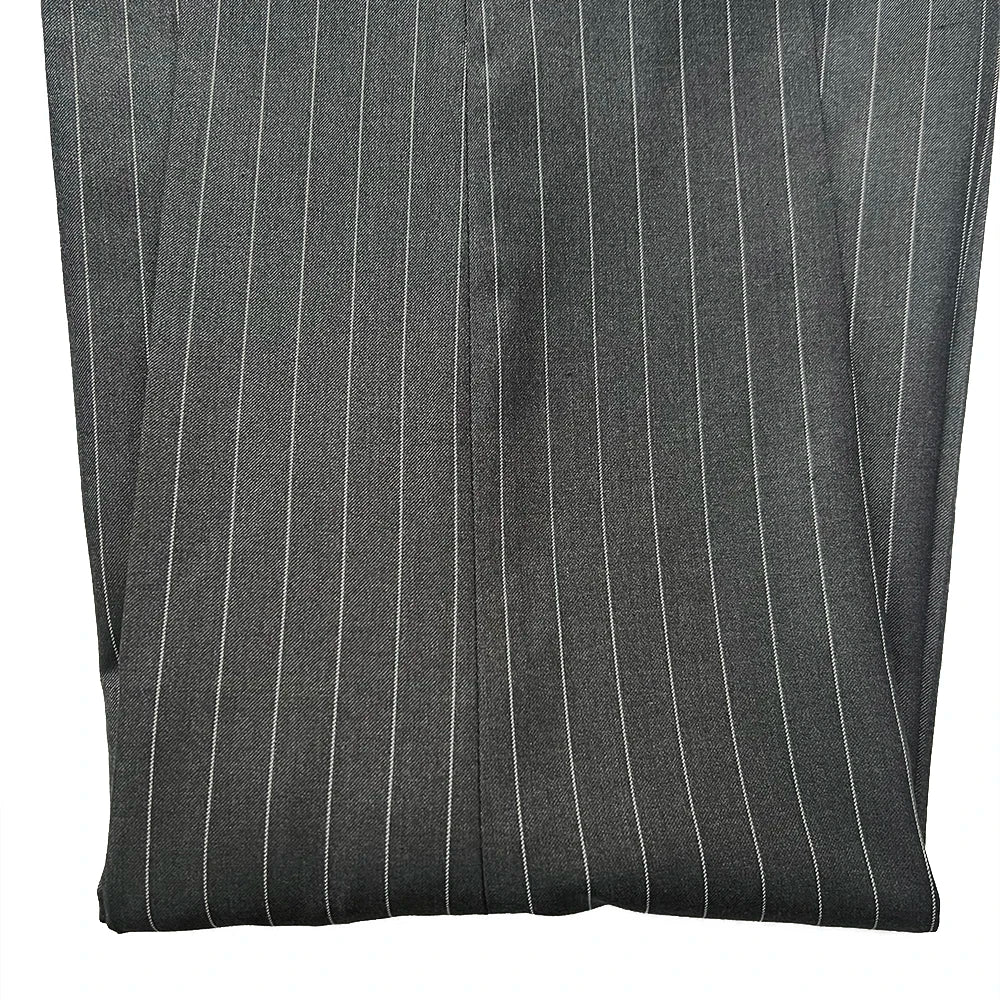 Dark Gray Wide Stripe Double Breasted Suits for Men | Custom Tailored Fit with Cuffed Pants & Wide Lapel Business Formal Wear