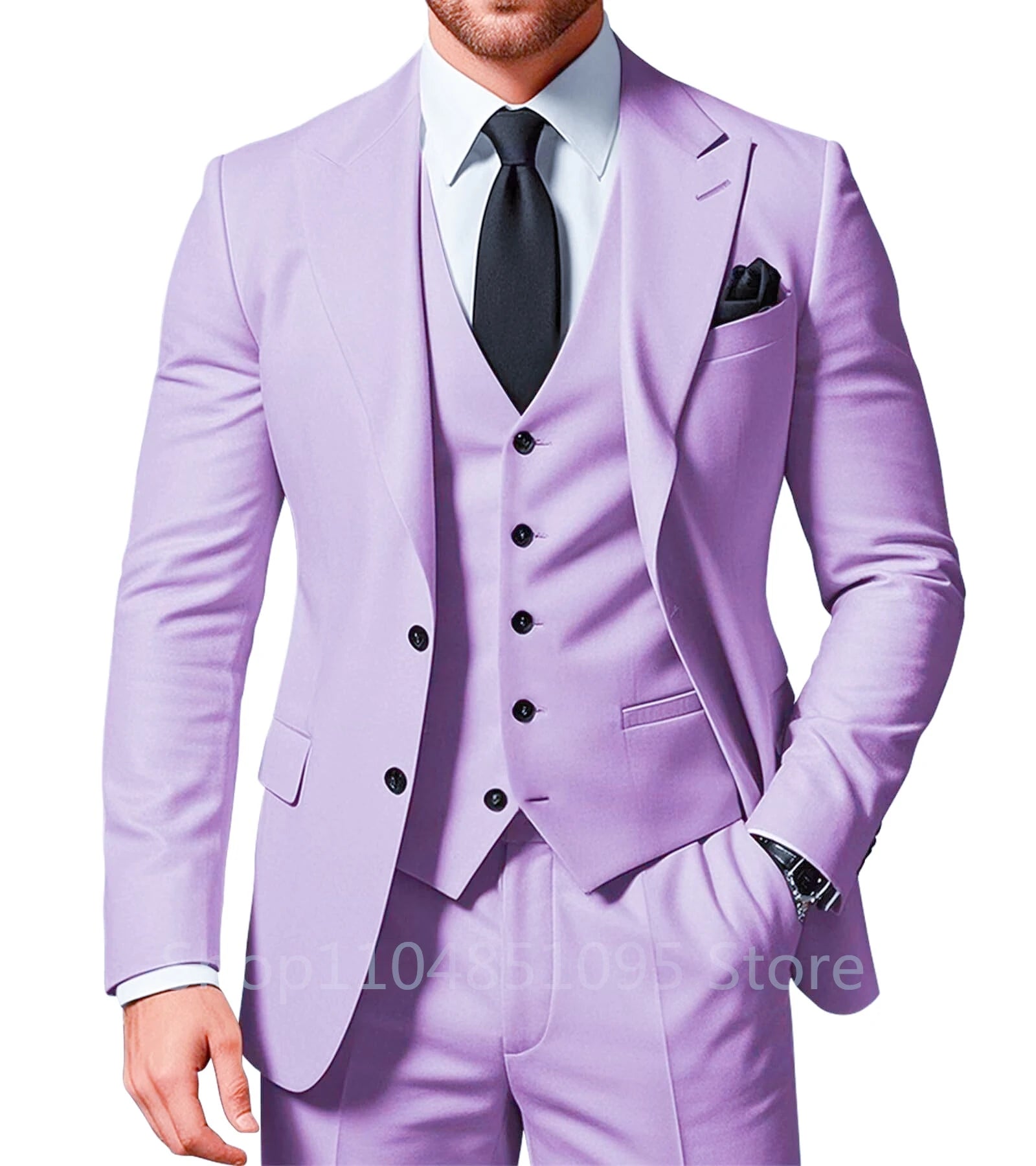 Slim Fit Wedding Men Suits Formal Groom Tuxedos Prom Party Male Suits Fashion Men Clothing Set Two Buttons Jacket Vest Pants