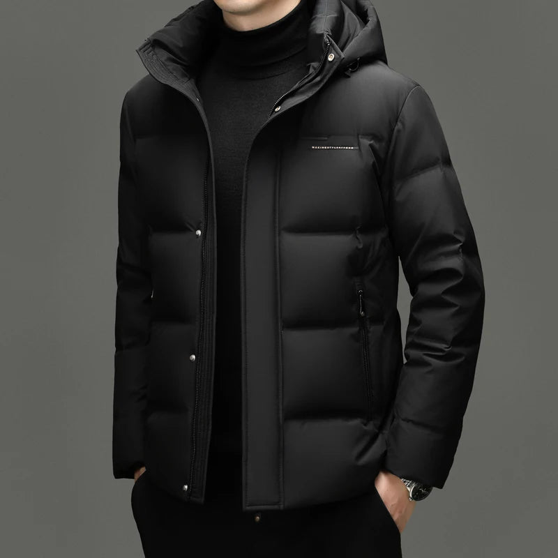 Real 85% Goose Down Jacket Men 2025 Winter Warm Puffer Coat Luxury Hood Thermal Outdoor Jacket Goose Down Parkas Zipper Clothes