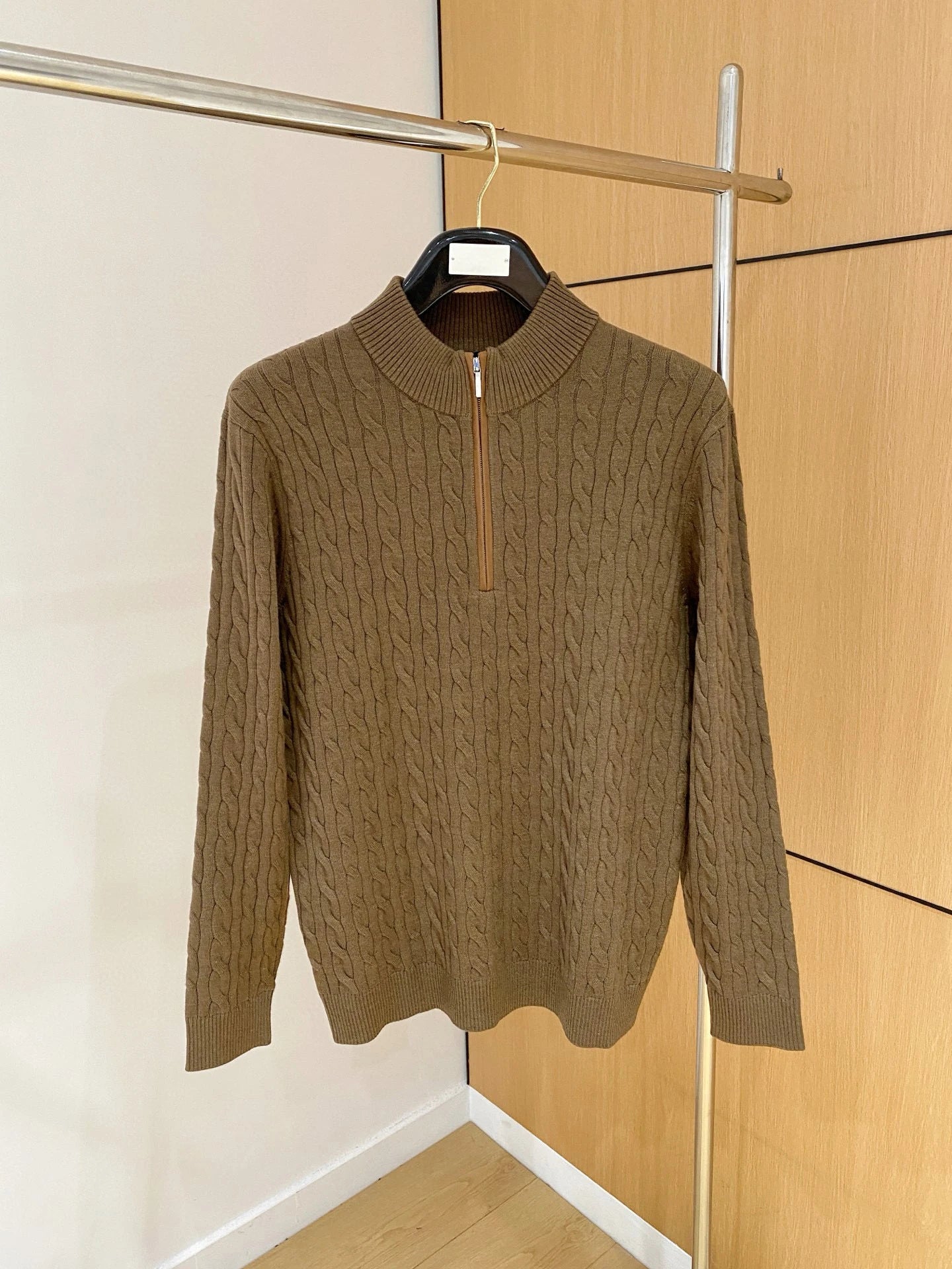 LP Italian Half Turtleneck Zip Knitted Sweater Threaded Men's Sweater