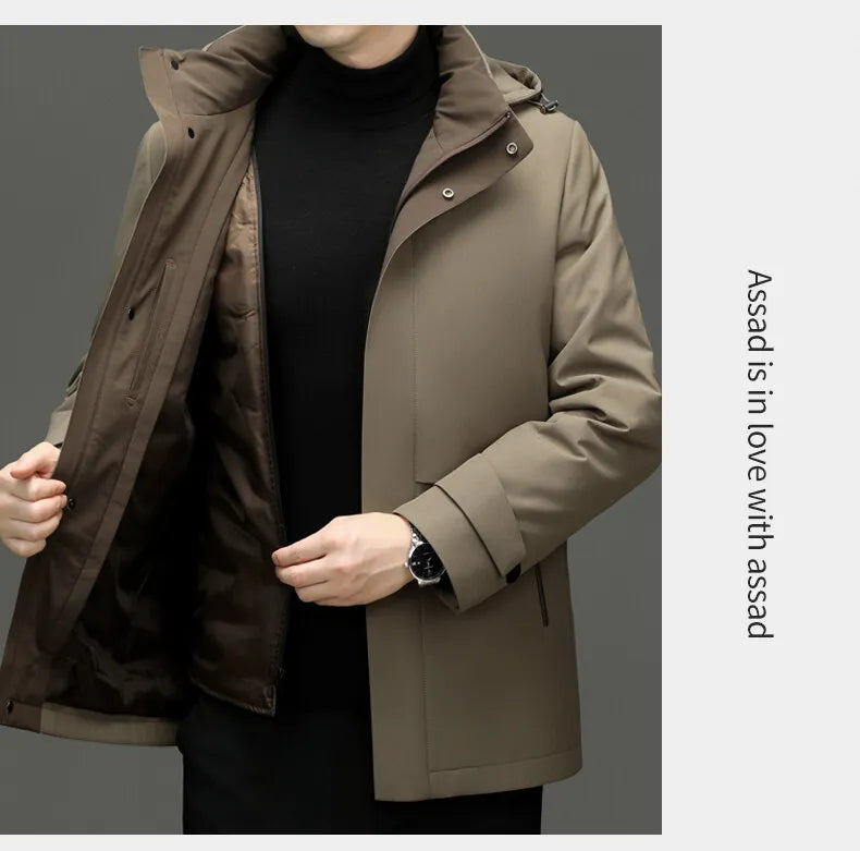 High Quality Men's Hooded Duck Down Jackets Winter Business Casual Windproof Warm Puffer Coat Outwear Thicken Top Parka Clothing