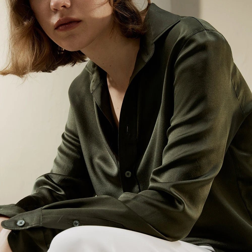 LILYSILK Women's Silk Shirt Ladies Tailored Stand Collar Basic Top Classic Style for Everyday Wear