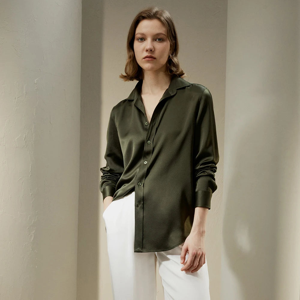 LILYSILK Women's Silk Shirt Ladies Tailored Stand Collar Basic Top Classic Style for Everyday Wear