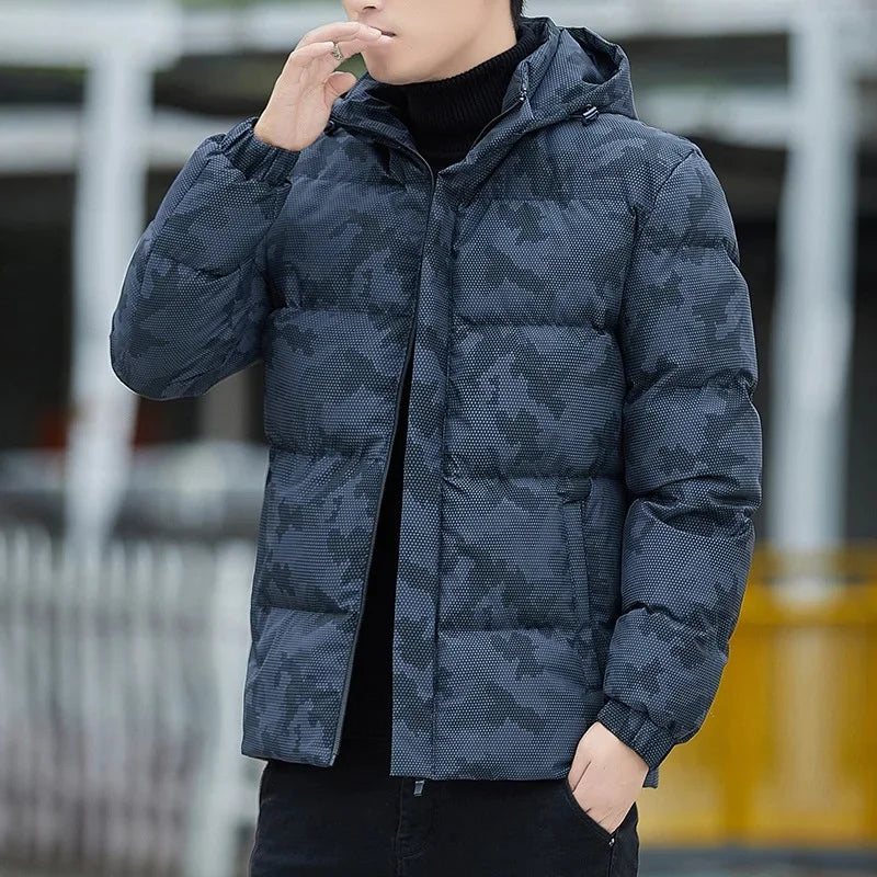 Men's WinterCotton Coat With Removable Hoodie Thickened Camouflage Padded Jacket Trendy Plus Size Warm Jacket DownCotton-Padded